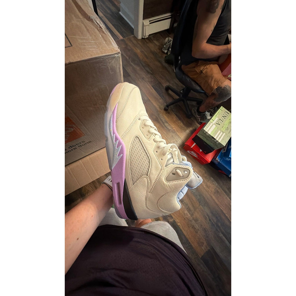 1283 Jordan Air 5 Retro Sp X Dj Khaled Sail Washed Yellow-Violet Star