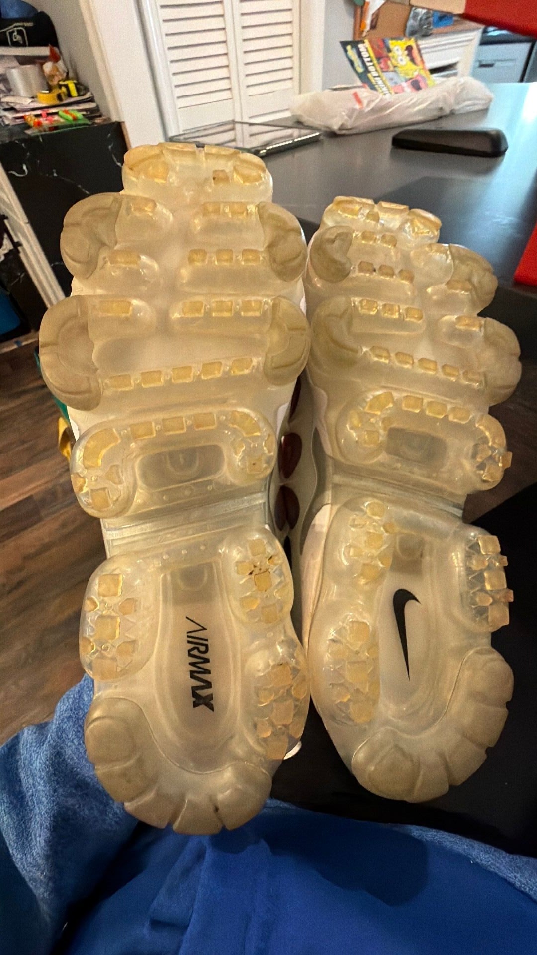 1387 Nike Air VaporMax Plus sneakers in a vibrant "Lava Glow" colorway