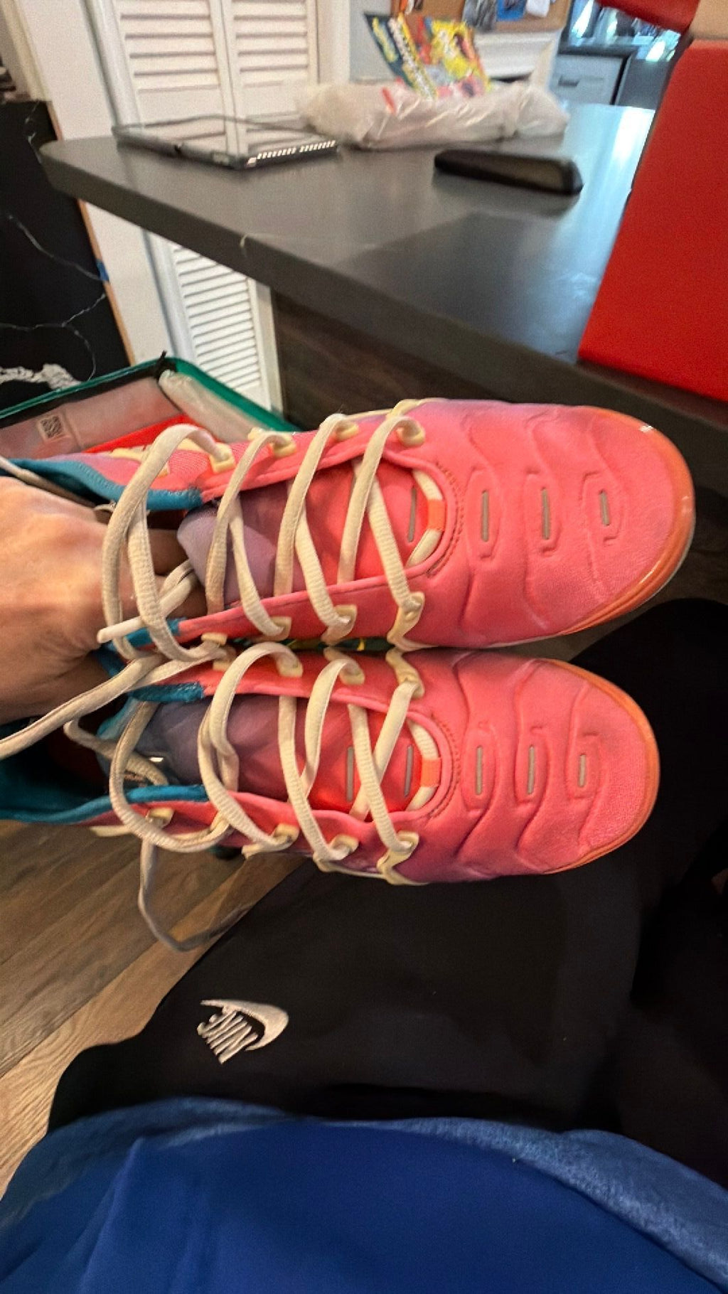 1387 Nike Air VaporMax Plus sneakers in a vibrant "Lava Glow" colorway