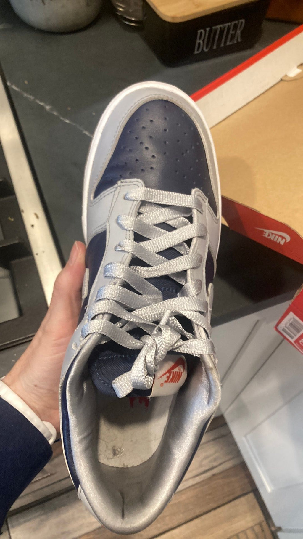 1185 Nike Dunk Low College Navy Grey (Women's) - 7M/8.5W