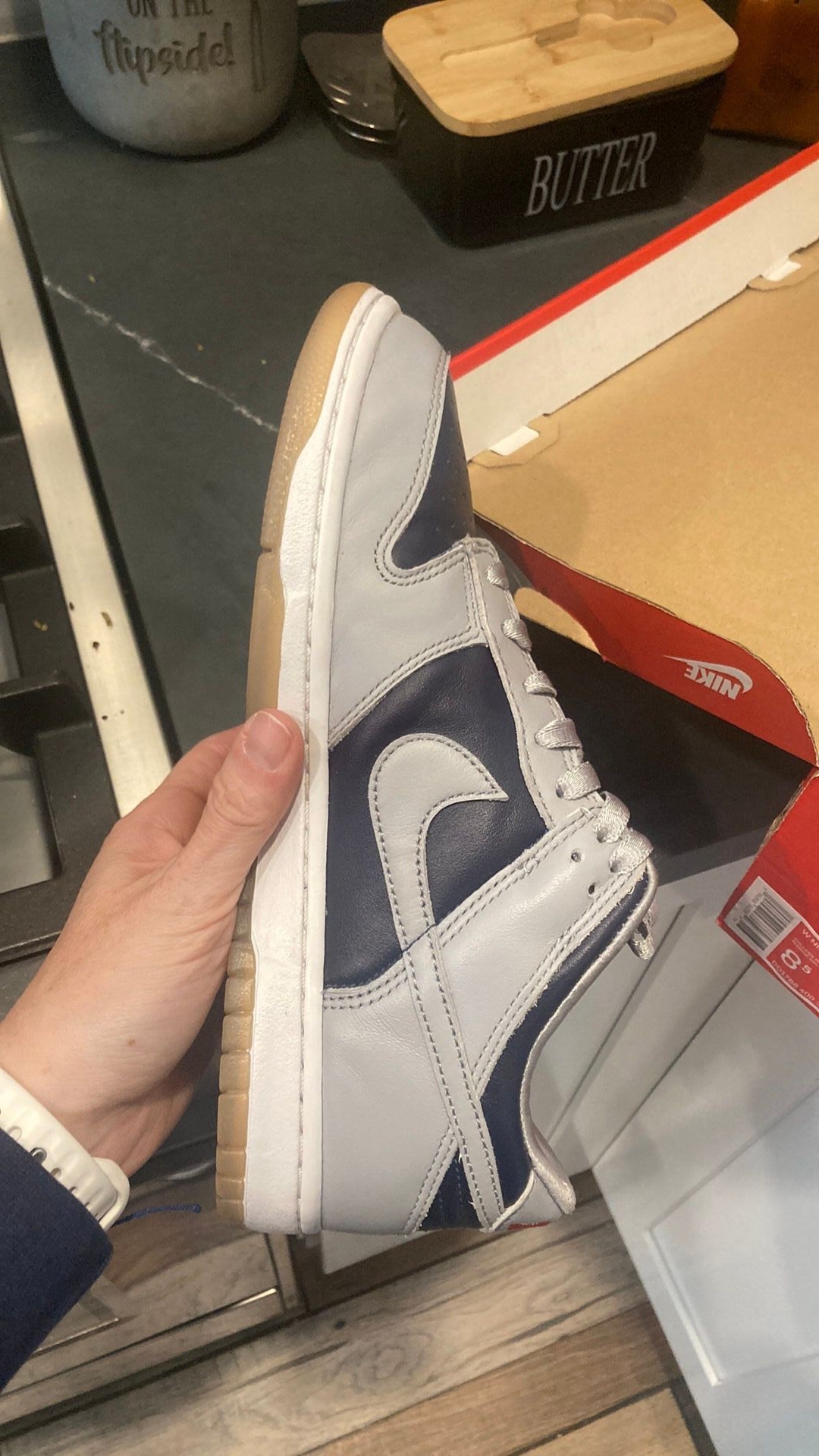 1185 Nike Dunk Low College Navy Grey (Women's) - 7M/8.5W