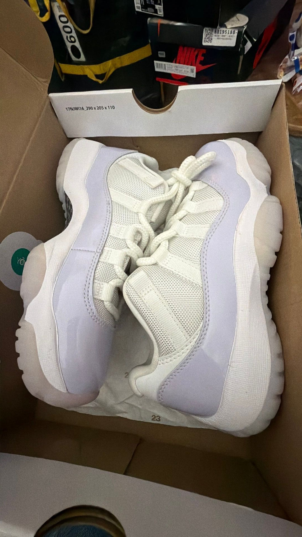 0964 Women Air Jordan 11 Retro Low White/Pure Violet-White Sneakers 6