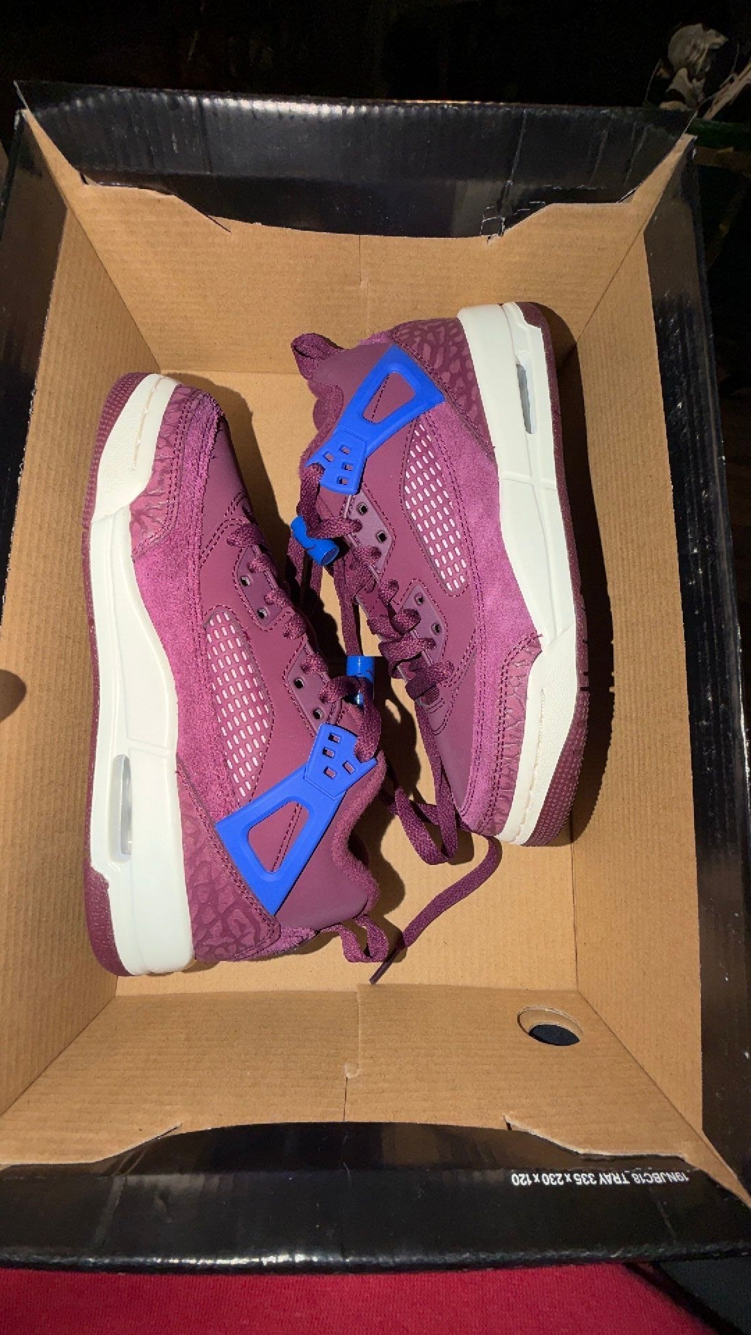 1861 Jordan Spizike Low GS sneakers in a Bordeaux and Hyper Royal