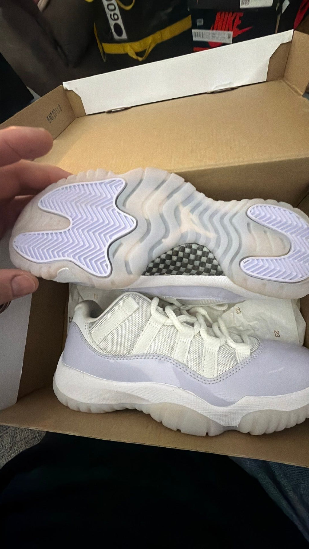 0964 Women Air Jordan 11 Retro Low White/Pure Violet-White Sneakers 6