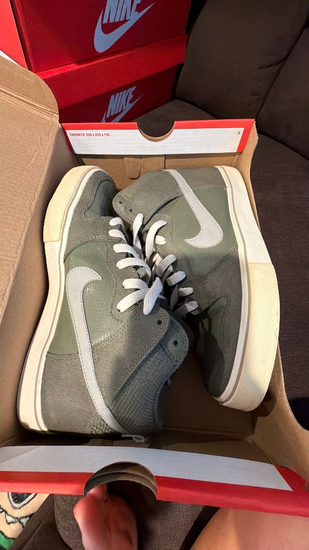 1590 Nike Dunk High LR sneakers in the "Medium Olive Cobblestone