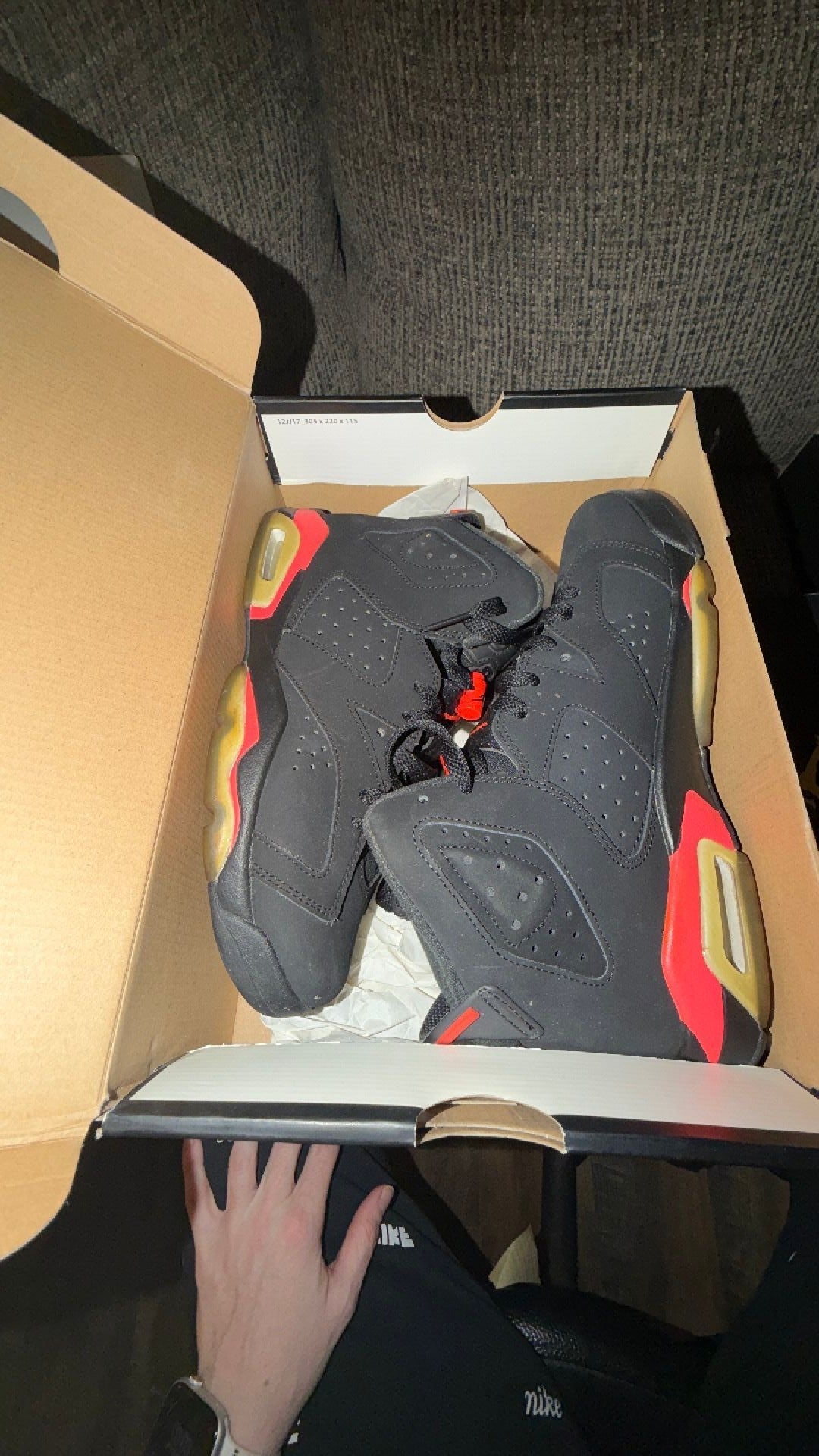 0798 Jordan Nike Air 6 Vi Infrared Retro Black Red 385665-023 Us 7y