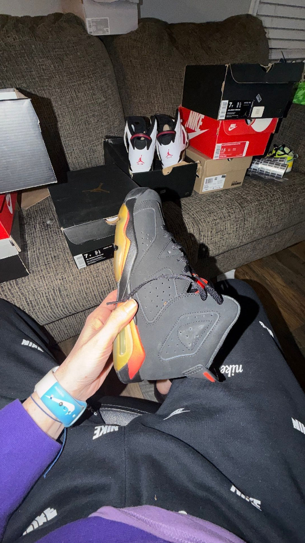 0798 Jordan Nike Air 6 Vi Infrared Retro Black Red 385665-023 Us 7y