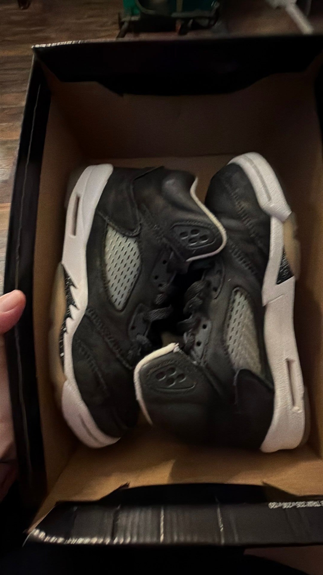 1862 Nike Air Jordan 5 Retro "Moonlight" sneakers, commonly known as the "Oreo" colorway.
