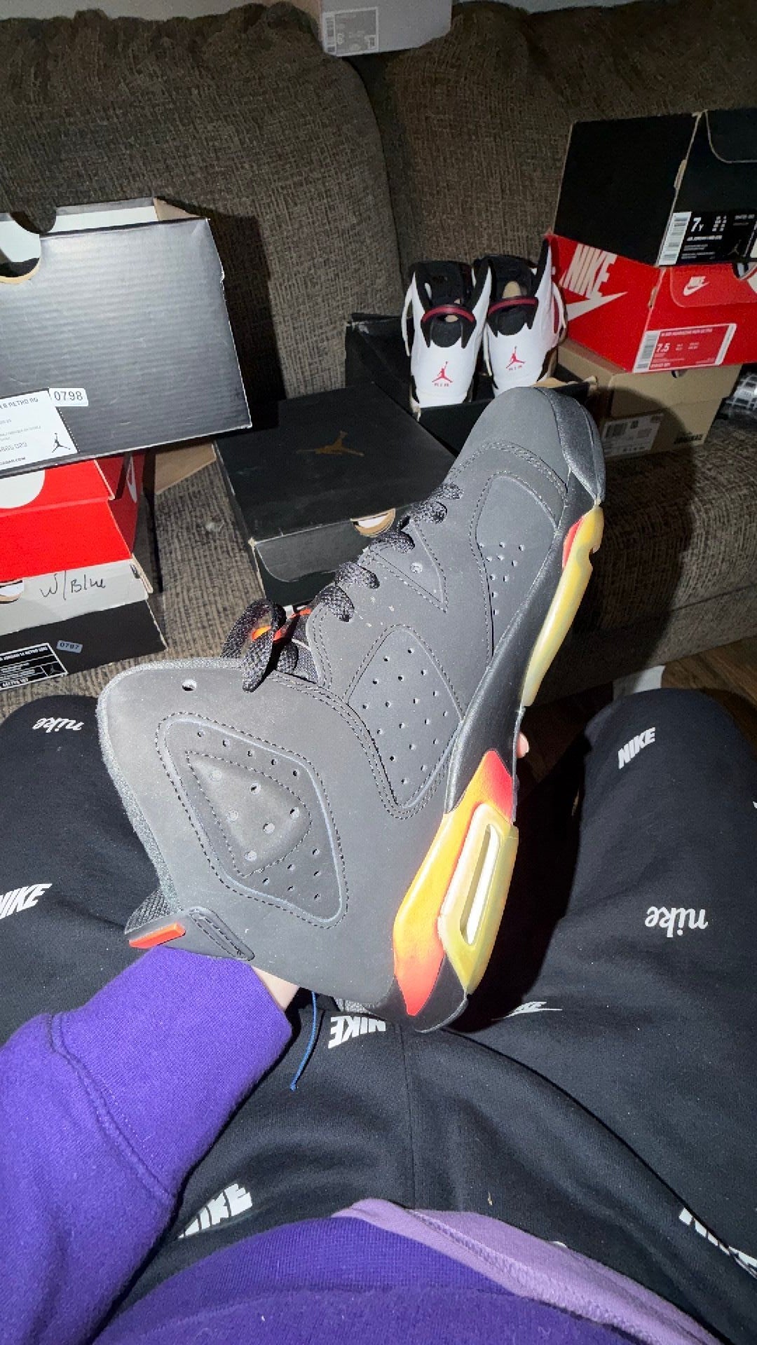 0798 Jordan Nike Air 6 Vi Infrared Retro Black Red 385665-023 Us 7y