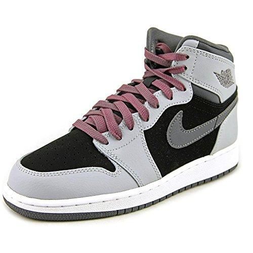 1597 Nike Jordan Kids Air Jordan 1 Retro High GG Wolf Grey/Sprt Fchs/Blk/Drk Gry Basketball Shoe 5 Kids US