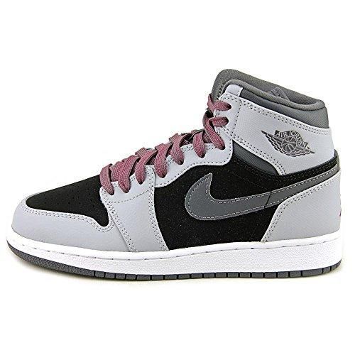 1597 Nike Jordan Kids Air Jordan 1 Retro High GG Wolf Grey/Sprt Fchs/Blk/Drk Gry Basketball Shoe 5 Kids US