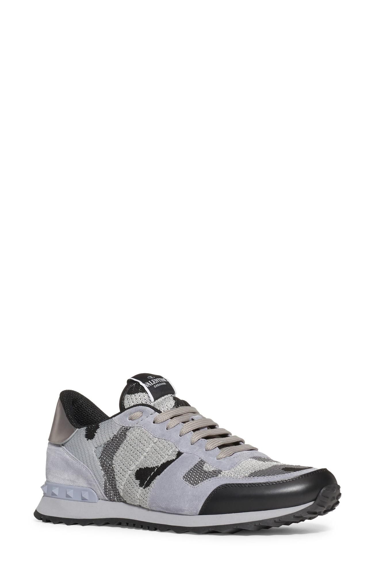 VALENTINO GARAVANI Mesh Camouflage Rockrunner Trainers - Grey